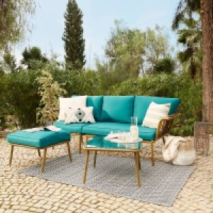 Omari Metal Garden Corner Sofa Set - Teal & Gold £525.00
