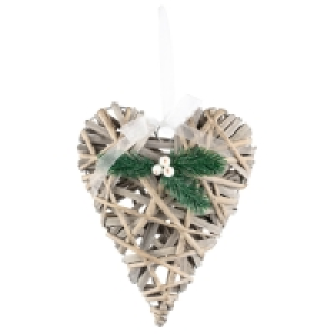 Hanging Wicker Heart - White