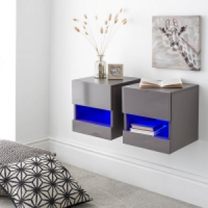 2 Galicia Bedside Tables Melamine Grey 1 Shelf 1 Drawer £94.00