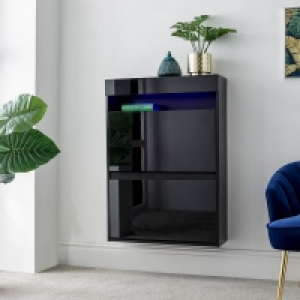 Galicia Shoe Storage Melamine Black 2 Doors 4 Shelves £144.00