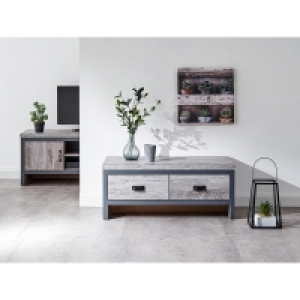 Boston Coffee Table Metal & Wood Grey 2 Drawers £109.00