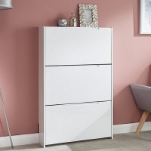 Narrow Tall Shoe Storage White 3 Doors 3 Shelves £109.00