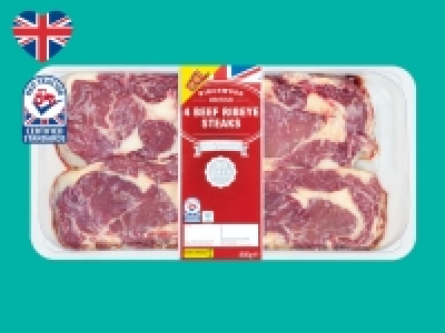 Birchwood 4 British Beef Ribeye Steaks £14.99