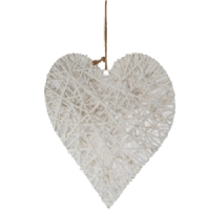 Aldi  White Heart Hanging Wicker