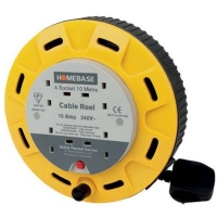 Homebase  Masterplug 4 Socket Cassette Reel 10m Yellow