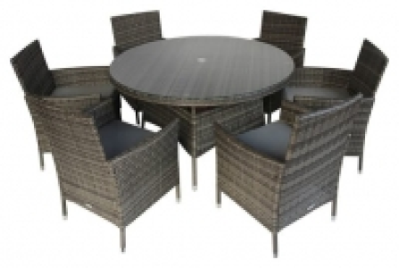 Wickes  Charles Bentley 6 Seater Rattan Garden Dining Set - Grey