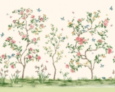 Oriental Flower Tree Cream Wall Mural - 3.5m x 2.8m