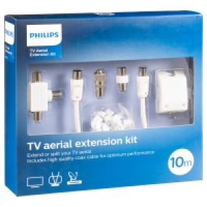 BMStores  Philips TV Extension Kit 10 Metre White Coaxial Lead