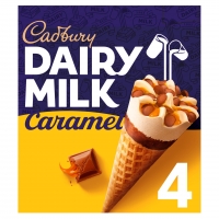 Iceland  Cadbury Dairy Milk Caramel Ice Cream Cones 4 x 100ml