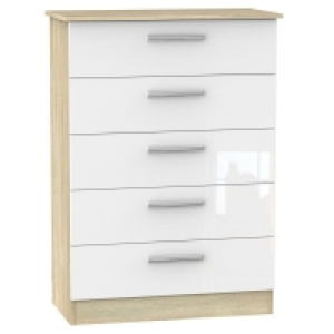 Buxton Tall Chest of Drawers Natural & White 5 Drawers £214.00