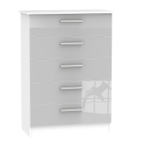 Buxton Tall Chest of Drawers White & Grey 5 Drawers £214.00