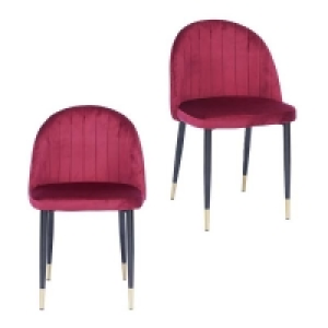 Illona Velvet Dining Chairs - Set of 2 - Berry