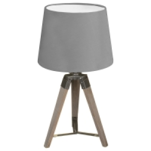 Wooden Tripod Lamp - Grey