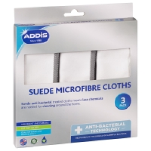 Addis Suede Microfibre Anti-bac Cloths 3pk