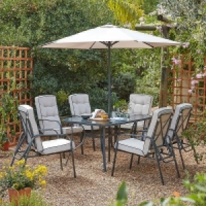 Homebase  Rowly 6 Seater Garden Dining Set with Parasol