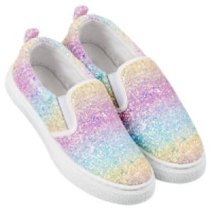 Older Kids Glitter Slip-On Trainers - Multicolour &pound;3.00