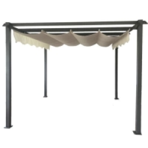 Monaco Grey Metal Gazebo Pergola and Slide Away Sun Shade £279.93