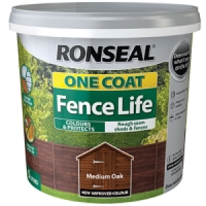 Ronseal One Coat Fence Life - Medium Oak 5L £5.00