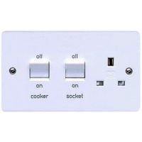 Wickes  MK 45 Amp Double Pole Cooker Switch & Socket - White