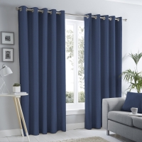 tofs  Fusion Sorbonne 100% Cotton Eyelet Curtains Navy