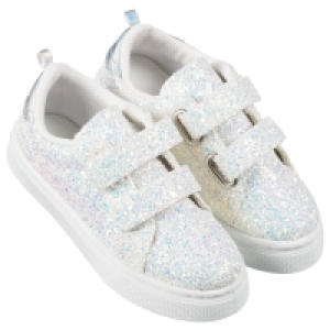 Younger Kids Glitter Velcro Trainers - White