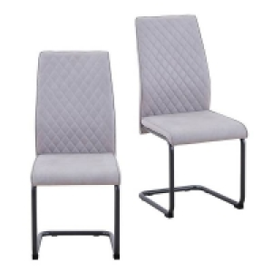 Homebase  Skelby Cantilever Dining Chairs - Set of 2 - Silver Grey