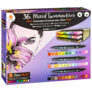 DecoTime Mixed Twin Markers Tray 36pk £12.00