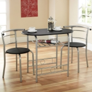 Compact 2 Seater Dining Set Black & Silver With 2 Chairs £89.00