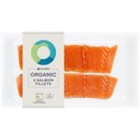 Ocado  Ocado 2 Organic Salmon Fillets Skin On & Boneless