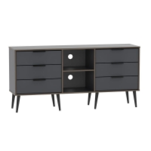 Drayton TV Unit Natural & Black 2 Shelves 6 Drawers £369.00