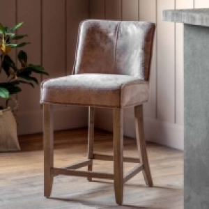 Gallery Direct Tiema Bar Stool Brown Leather Set of 2 &pound;411.99
