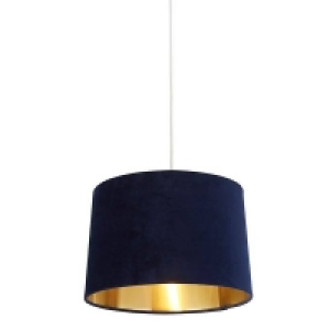 House Beautiful Samet Velvet Drum Shade - Navy - 30cm