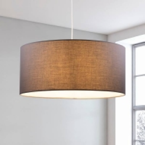 Homebase  Clyde Charcoal Drum Shade with Diffuser - 45cm