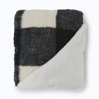 tofs  Check Teddy Sherpa Backed Throw Mono
