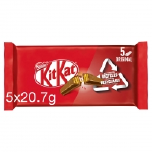 Kit Kat 2 Finger Milk Chocolate Biscuit Bar Multipack 5 Pack £1.25