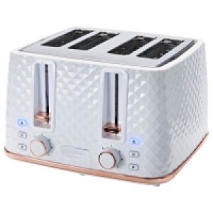 BMStores  Goodmans Diamond 4 Slice Toaster - White & Rose Gold