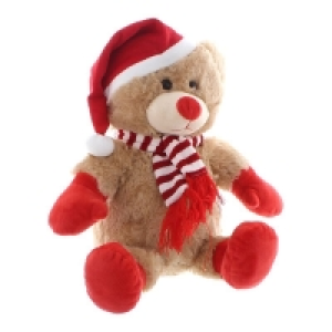 Bear Soft Toy Christmas Decoration Brown & Red - 33cm £8.99