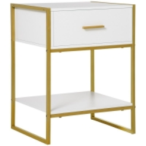 Homcom Elegant Gold-Tone Metal Frame Side Table With Drawer £44.99