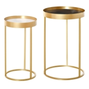 Homcom Set Of 2 Nesting Coffee Tables With Gold Metal Base £44.99