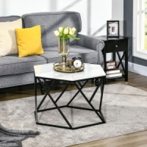 Homcom Coffee Table with High Gloss Marble Effect Table Top £79.99