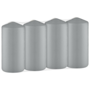 Grey Pillar Candles 4pk &pound;4.00