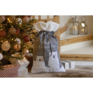 Christmas Sack Grey & White with Polar Bear Pattern - 70cm £11.99