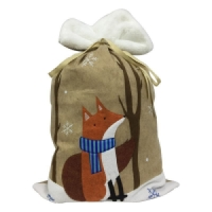 Christmas Sack Beige & White with Fox Pattern - 70cm £11.99