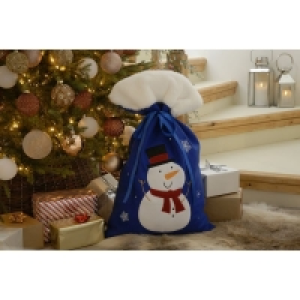 Christmas Sack Blue & White with Snowman Pattern - 70cm £11.99