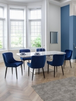 LittleWoods Julian Bowen Como Table + 6 Luxe Blue Chairs