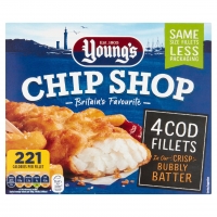 Iceland  Youngs Chip Shop 4 Cod Fillets 400g