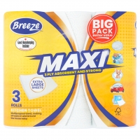 Iceland  Breeze Maxi 3 Ply Absorbent and Strong Kitchen Towel 3 Rolls
