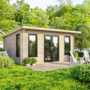 RobertDyas  Power 16 x 14 Pent Log Cabin - Central Doors