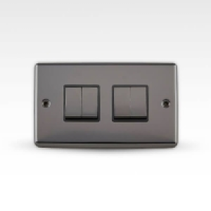 Homebase  Arlec Metal Screwed 10 Amp 4 Gang 2 Way Switch Black Nickel