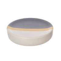 Homebase  Ceramic Soap Dish - Ochre and Grey